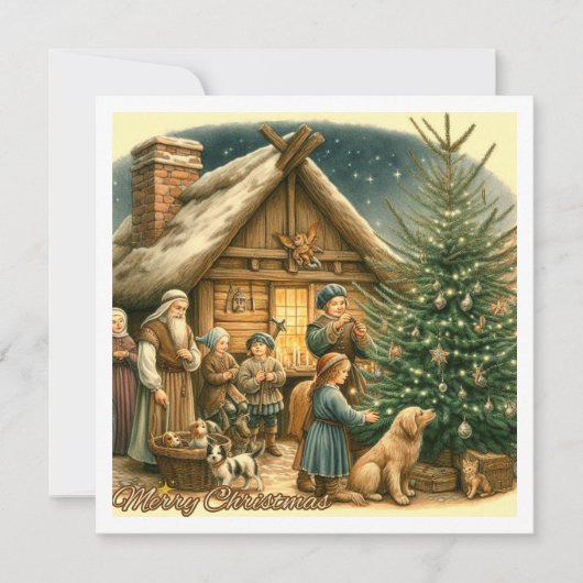 Middeleeuwse Rustieke Kerstkaart (Voorkant)