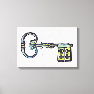 middeleeuwse sleutel canvas afdruk