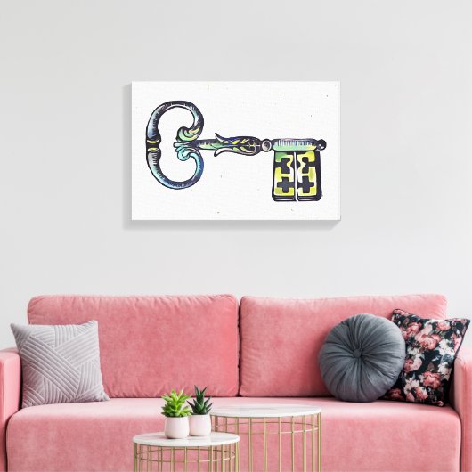 middeleeuwse sleutel canvas afdruk (Insitu (Woonkamer))