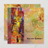 MIDDELEEUWSE STEEG 'S AVONDS IN FLORENCE,rood geel Kaart (Voorkant / Achterkant)