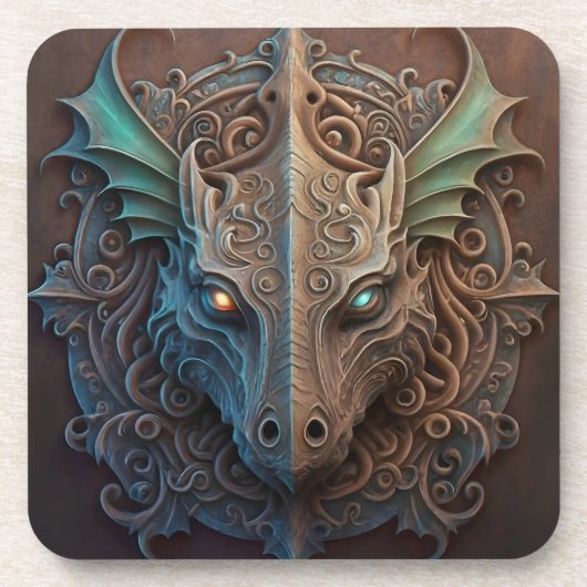 Middeleeuwse steen Gargoyle Dragon Carving Bier Onderzetter (Voorkant)