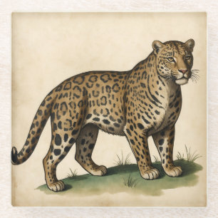 Middeleeuwse sterke luipaardkunst glazen onderzetter