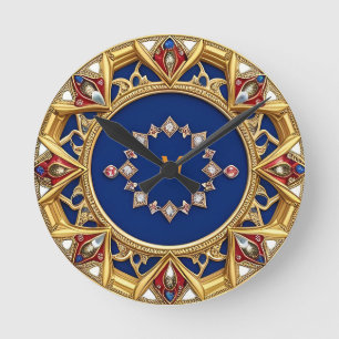 Middeleeuwse stijl artistiek gouden ornament ronde klok