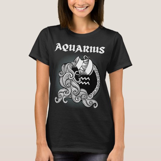 Middeleeuwse stijl Zodiac Aquarius T-shirt (Voorkant)