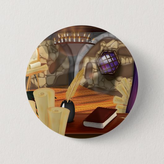 Middeleeuwse Studie Ronde Button 5,7 Cm (Voorkant)