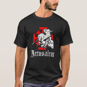 Middeleeuwse Tempeliersridder Op Oorlogspaard Jeru T-shirt