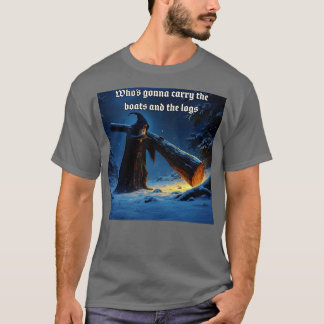 Middeleeuwse Tovenaar die Boomstammen versleept T-shirt