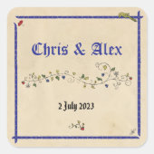 Middeleeuwse trouwstickers vierkante sticker (Voorkant)