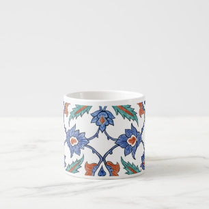 Middeleeuwse Turkse Tegels: Bloemen Ornament. Espresso Kop