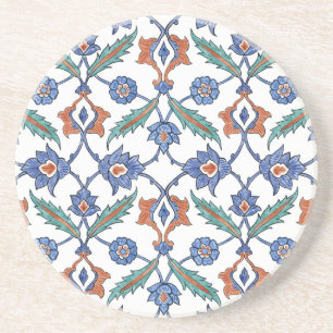 Middeleeuwse Turkse Tegels: Bloemen Ornament. Zandsteen Onderzetter