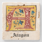 Middeleeuwse verlichte brief A-monogram Stenen Onderzetter (Voorkant)