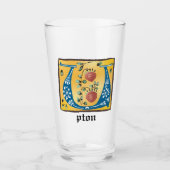 Middeleeuwse verlichte brief met U-monogram Glas (Voorkant)