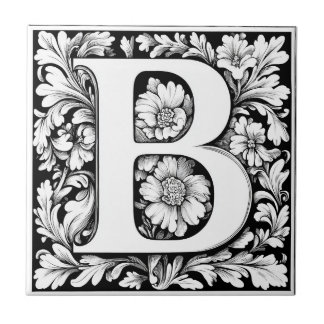 Middeleeuwse verlichte letter B Tegeltje
