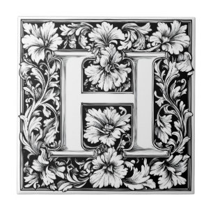 Middeleeuwse verlichte letter H Tegeltje