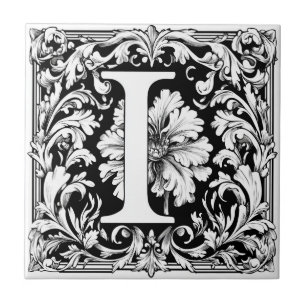 Middeleeuwse verlichte letter I Tegeltje