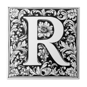 Middeleeuwse verlichte letter R Tegeltje