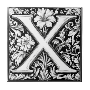 Middeleeuwse verlichte letter X Tegeltje