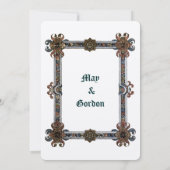 Middeleeuwse verlichte stijl Border Wedding Kaart (Achterkant)