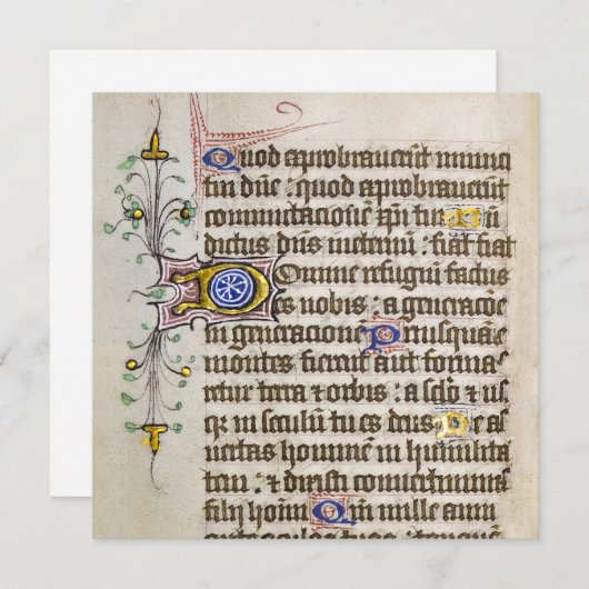 Middeleeuwse Verlucht Manuscript Feestdagenkaart (Voorkant / Achterkant)