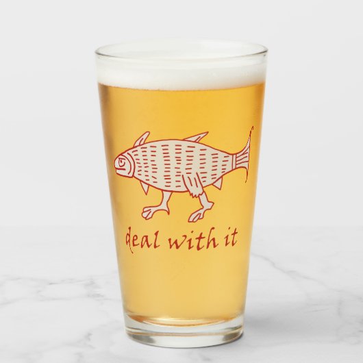 Middeleeuwse Walking Fish Glass Tumbler (Voorkant gevuld)