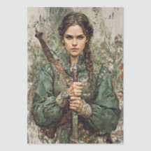 Middeleeuwse Warrior Woman Fantasy Decoupage Papie