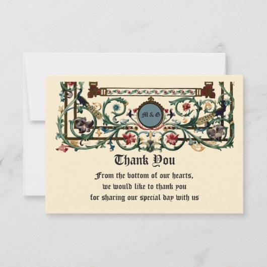 "middeleeuwse" weddenschap bedankkaart (Voorkant)