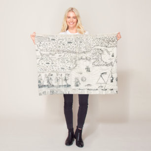 Middeleeuwse Wereldkaart Quebec Nouvelle-Frankrijk Fleece Deken