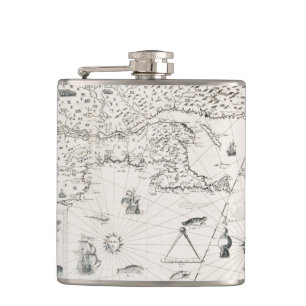 Middeleeuwse Wereldkaart Quebec Nouvelle-Frankrijk Heupfles