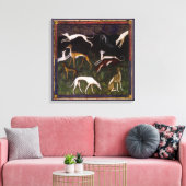 Middeleeuwse windhonden in het bos canvas afdruk (Insitu (Woonkamer))