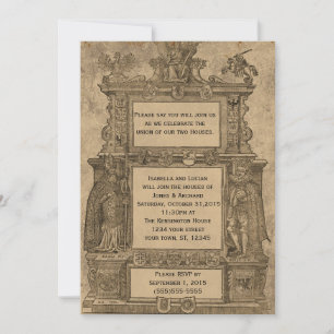 middeleeuwse Woodcut Gothic Wedding nodigt uit Kaart