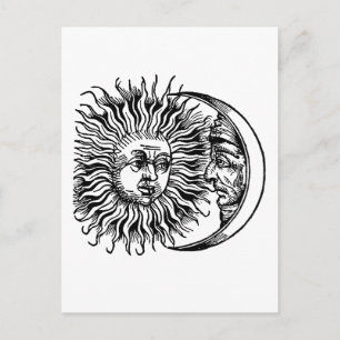 Middeleeuwse zon en maan briefkaart