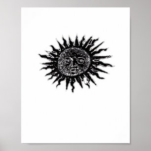 Middeleeuwse zongravure - Whimsigoth Esthetisch - Poster