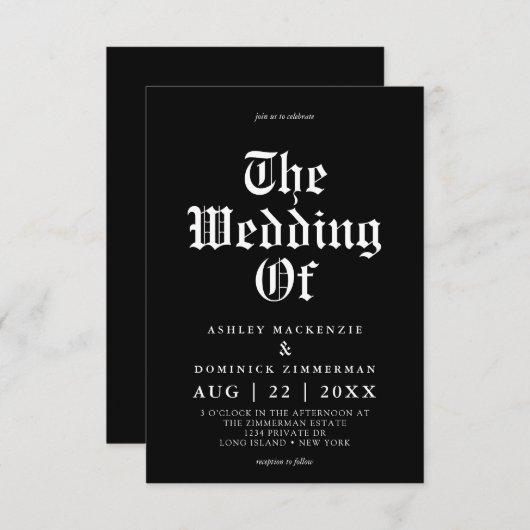  middeleeuwse zwart Keltische Gotische bruiloft Kaart (Voorkant / Achterkant)