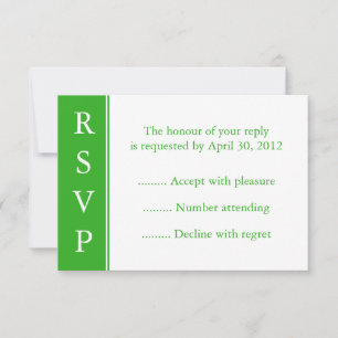 Middelgroene RSVP-, antwoordkaart of reactiekaart RSVP Kaartje