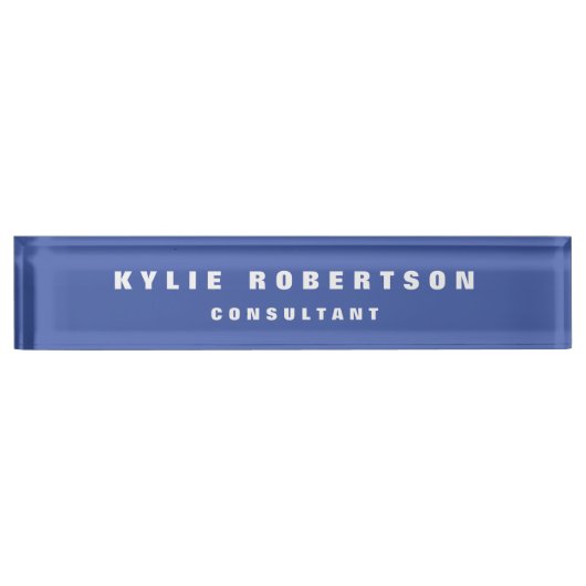 Middelgroot blauw Professional Trendy Modern Naambordje (Voorkant)