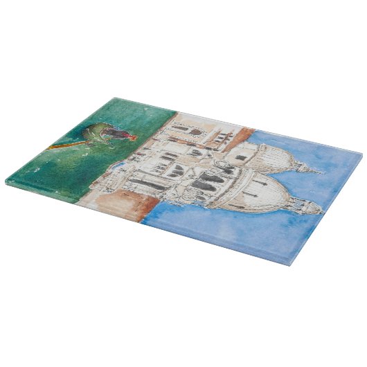 Middelgroot decoratief glazen snijvlak snijplank (Hoek)