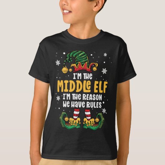 Middelgroot kind Elf Familie Funny Matching Siblin T-shirt (Voorkant)