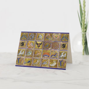 MIDDELGROTE BESTIJDIGE, FANTASTISCHE DIEREN, GOUDE FEESTDAGEN KAART