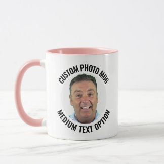 Middelgrote tekst ROZE Combo Persoonlijke Fotobeke Mok