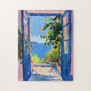 Middelhavenzezicht met Bougainvillea Legpuzzel