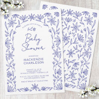 Middelhavsblauwe Wilde Bloemen Boog Baby Shower