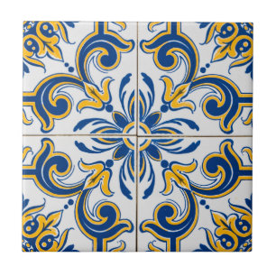 Middellandse Blauwe & Goud Tegeltje