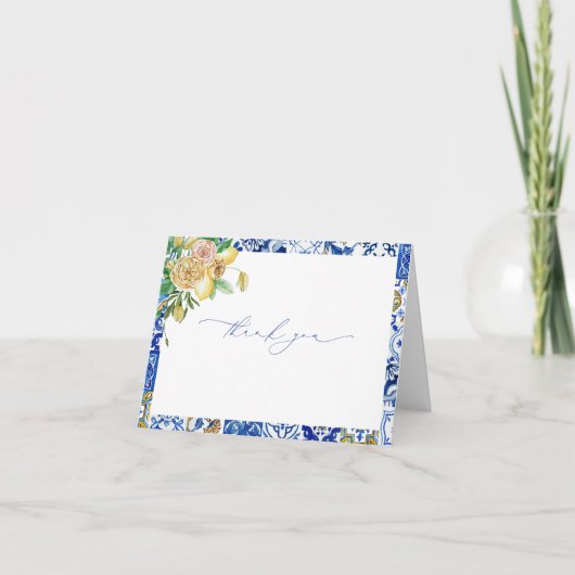 Middellandse citroen bruidsshower bedankkaart (Voorkant)