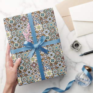 Middellandse Italië Blauwe Tegels Bruidsdouche Cadeaupapier