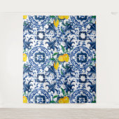 Middellandse-tegels, majolica, blauwe tegels, citr wandkleed (Voorkant)