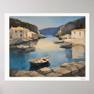 Middellandse Zee Haven Canvas, Vissersboten Kust Poster