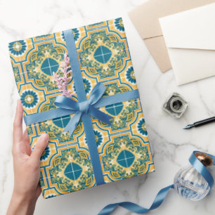 Middellandse Zee Italië Blauwe Tegels Bruidsdouche Cadeaupapier