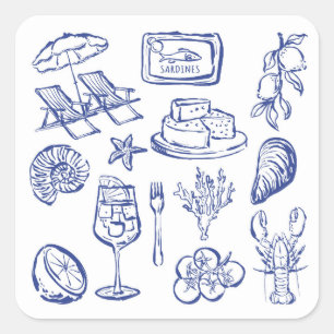 Middellandse Zee Leven Overzicht Vierkante Sticker