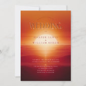 Middellandse Zee Rode zonsondergang bruiloft Kaart (Voorkant)