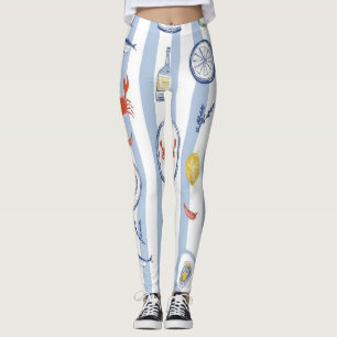 Middellandse Zee Zeevruchten Sardine Blauwe Streep Leggings